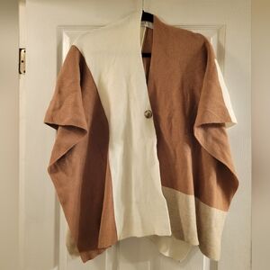 Poof! Brown/tan and Cream Cape Jacket/sweater/shawl Size Large